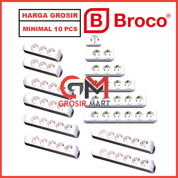 (GROSIR) Broco Stop Kontak 1 2 3 4 5 6 Lubang NCP Terminal Miring + Indikator Lampu 15330 15356 SNI