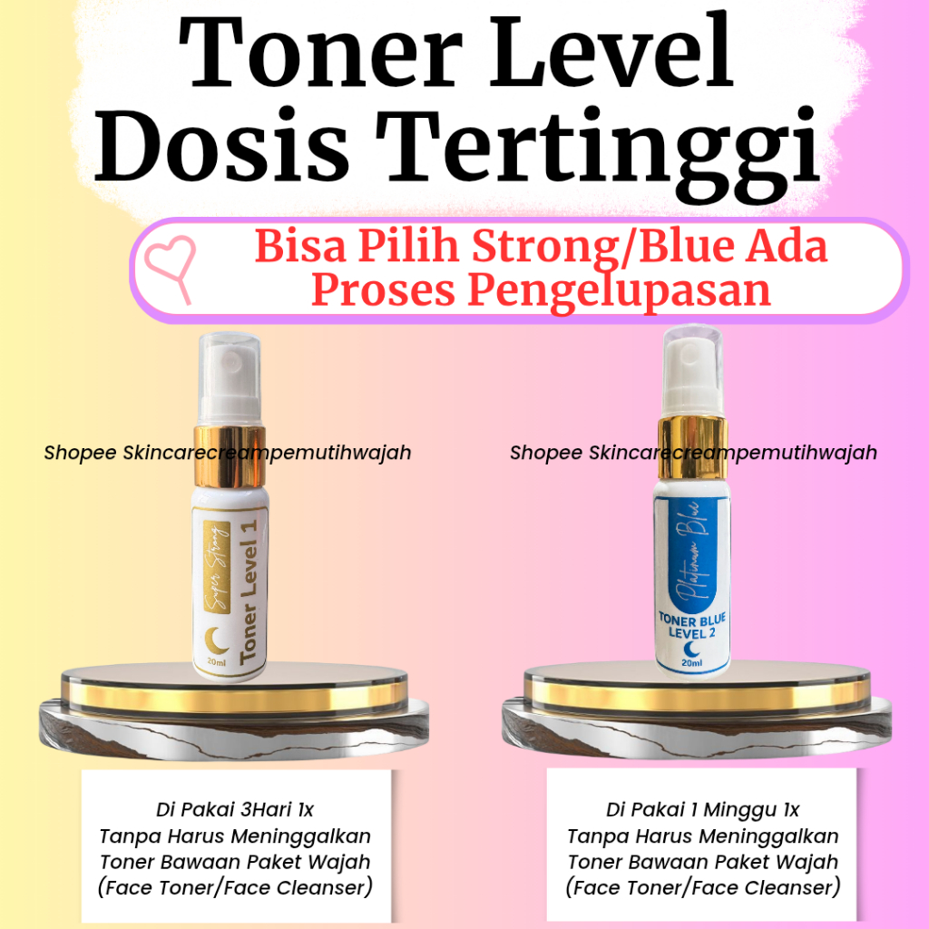 Toner Dosis Tinggi Pemutih Wajah Strong Dan Toner Biru Ada Proses Pengelupasan Memutihkan Skincare
