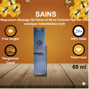 SAINS HERBAL Magnesium Massage Gel Sains isi 60 ml Formula Pijat dan Urut sekaligus melembabkn kulit