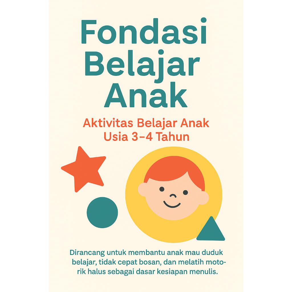 Latihan Motorik Halus & Konsentrasi Anak 3–4 Tahun | Worksheet PDF