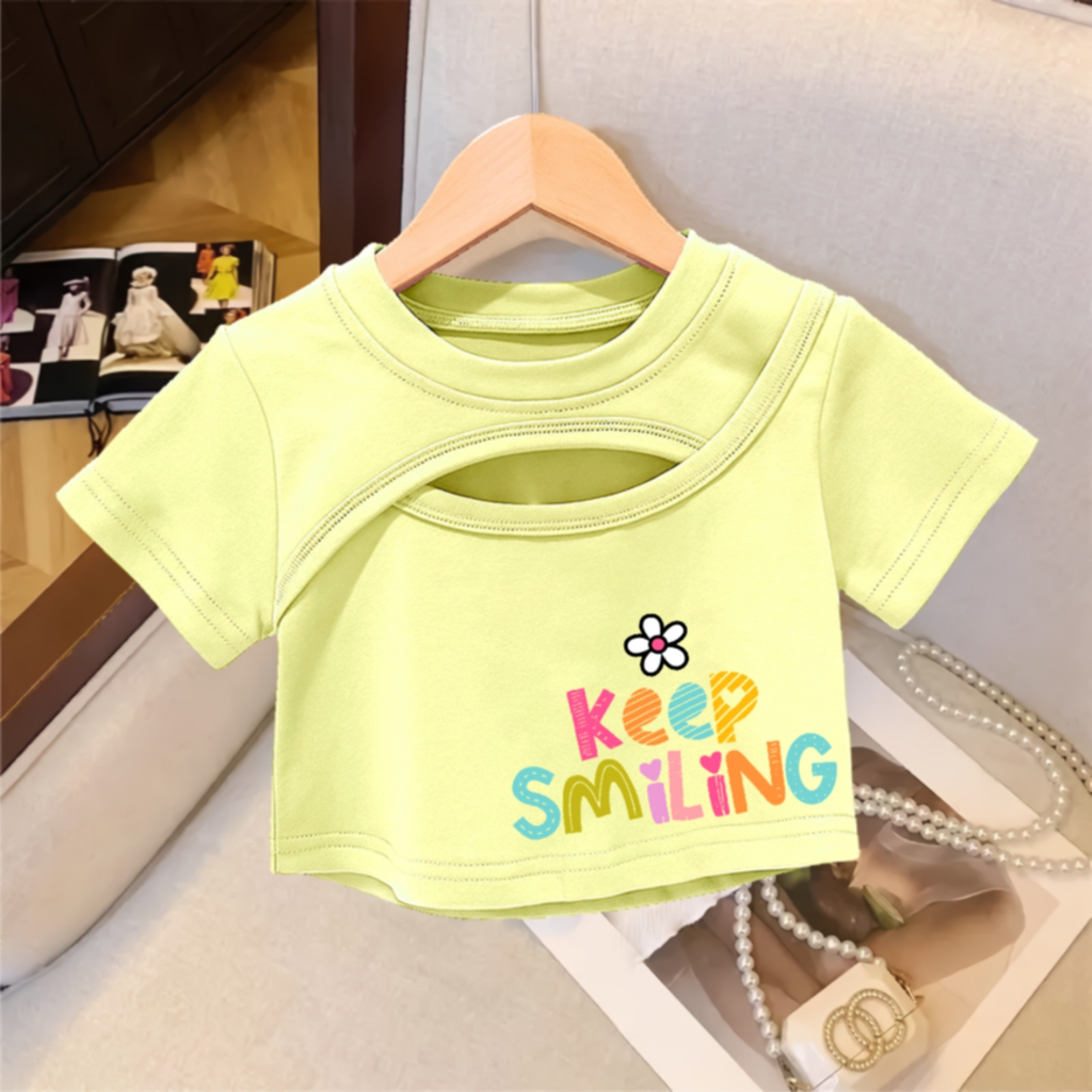 Kaos Crop Anak Perempuan Usia 1-12 Tahun Baju Atasan Anak Cewek Korea Stile