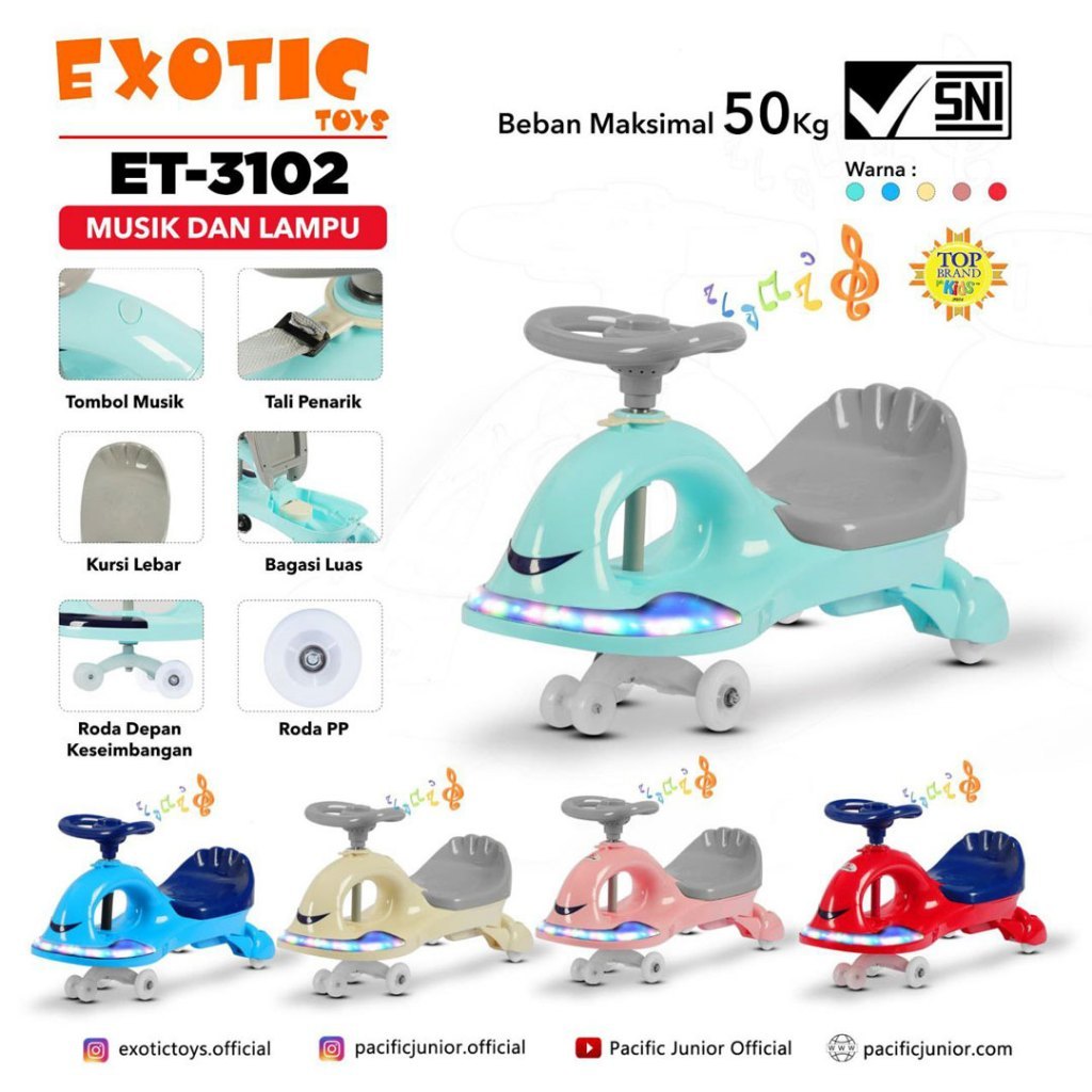 SWING CAR EXOTIC ET-3102 // MAINAN ANAK LUCU //ADA MUSIK DAN LAMPU // ET-3102