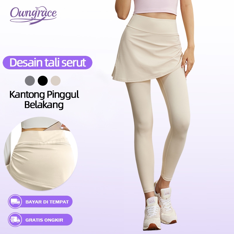 Legging Rok Olahraga Wanita Skirt Sports Running Yoga Legging Senam Muslimah High Waist Celana Rok L