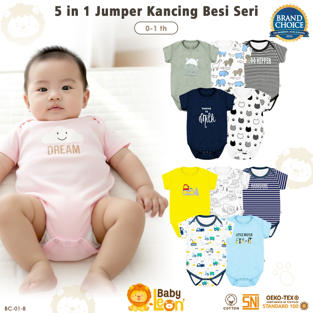 BABYLEON Jumper Bayi 0-1 Tahun Jumper Bayi 5IN1 Bodysuit Bayi Jumpsuit Anak Bayi Baju Tidur Bayi Baj