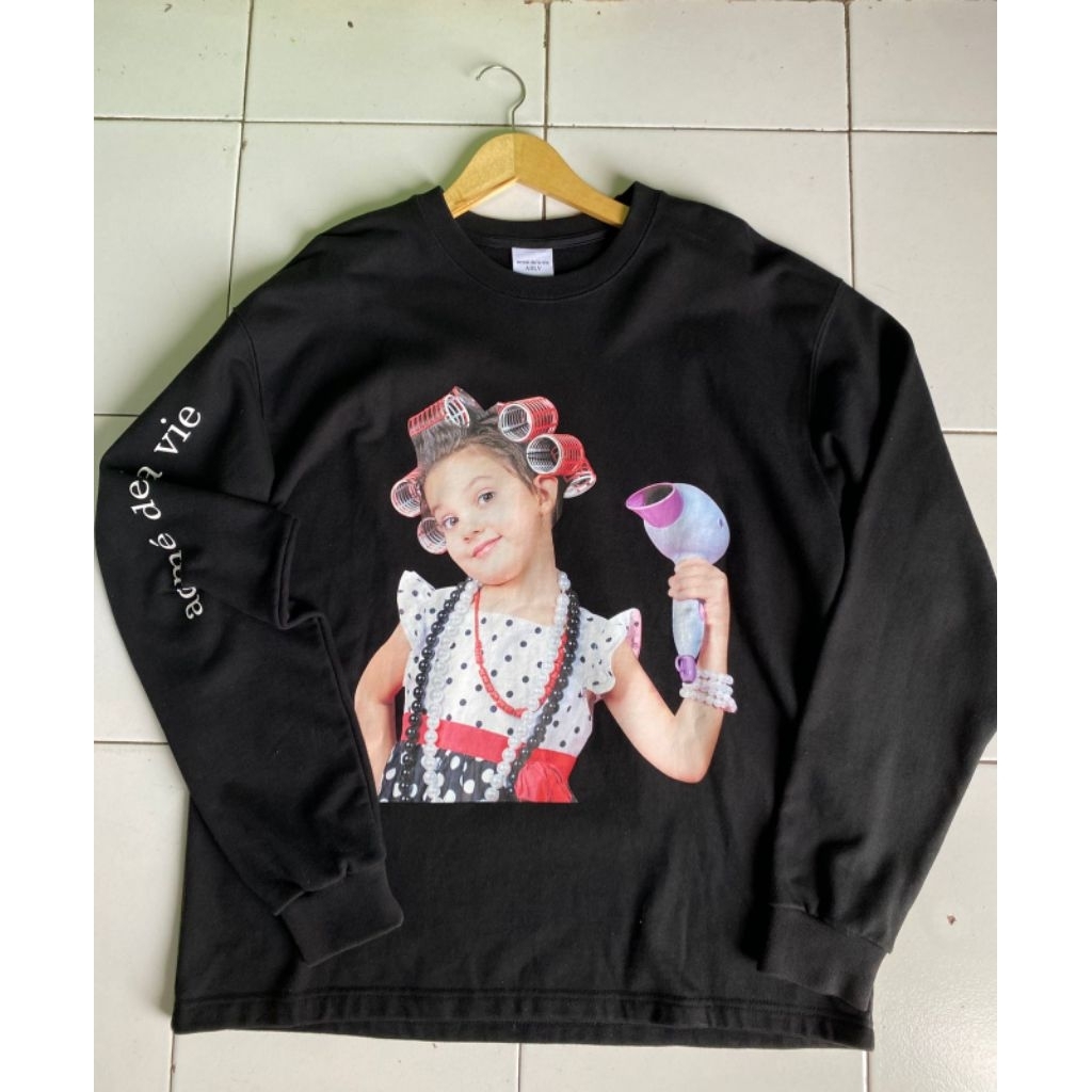crewneck adlv second sweater hitam original size 2