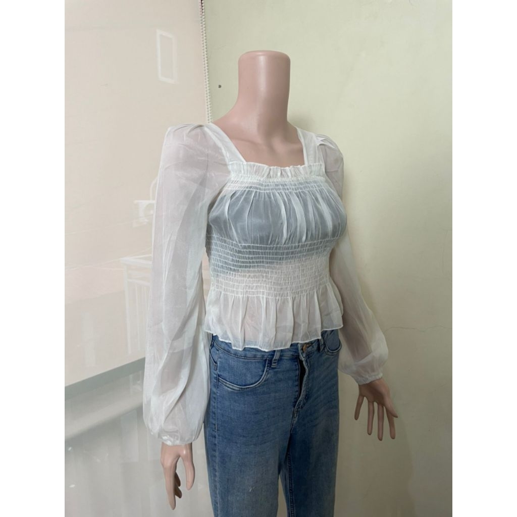 (PLoved pribadi) blouse tile organza transparan stretch