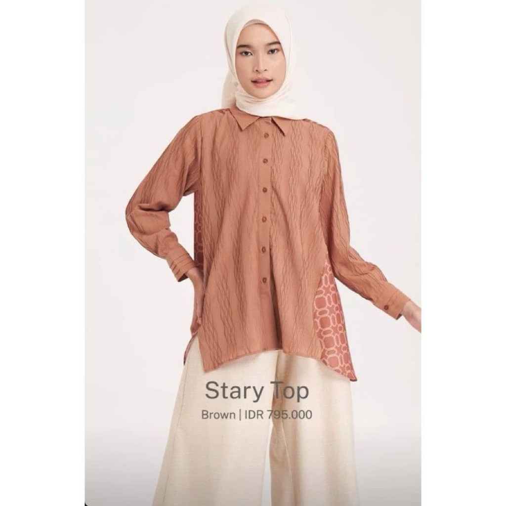 preloved ria Miranda stary top brown size L