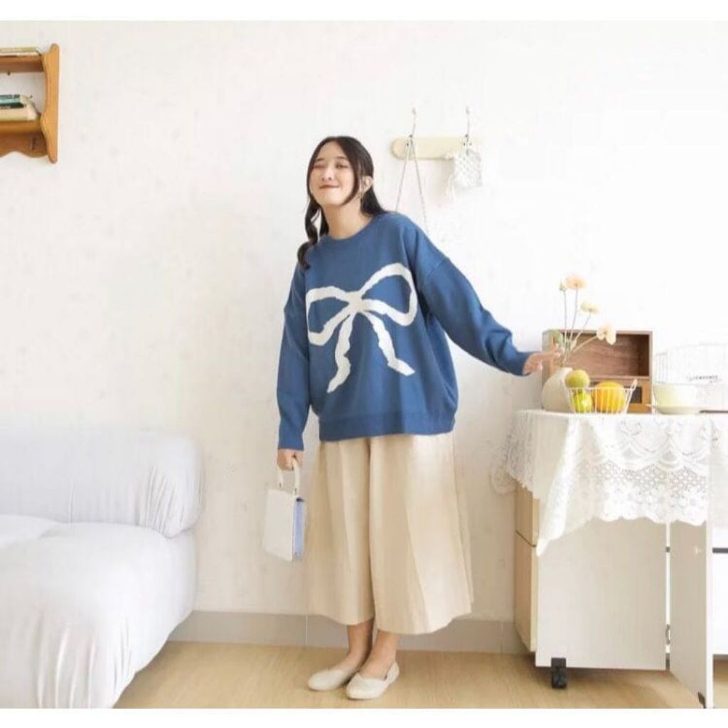 Sweater Rajut Premium Knitwear-Baju Rajut Wanita Motif Pita