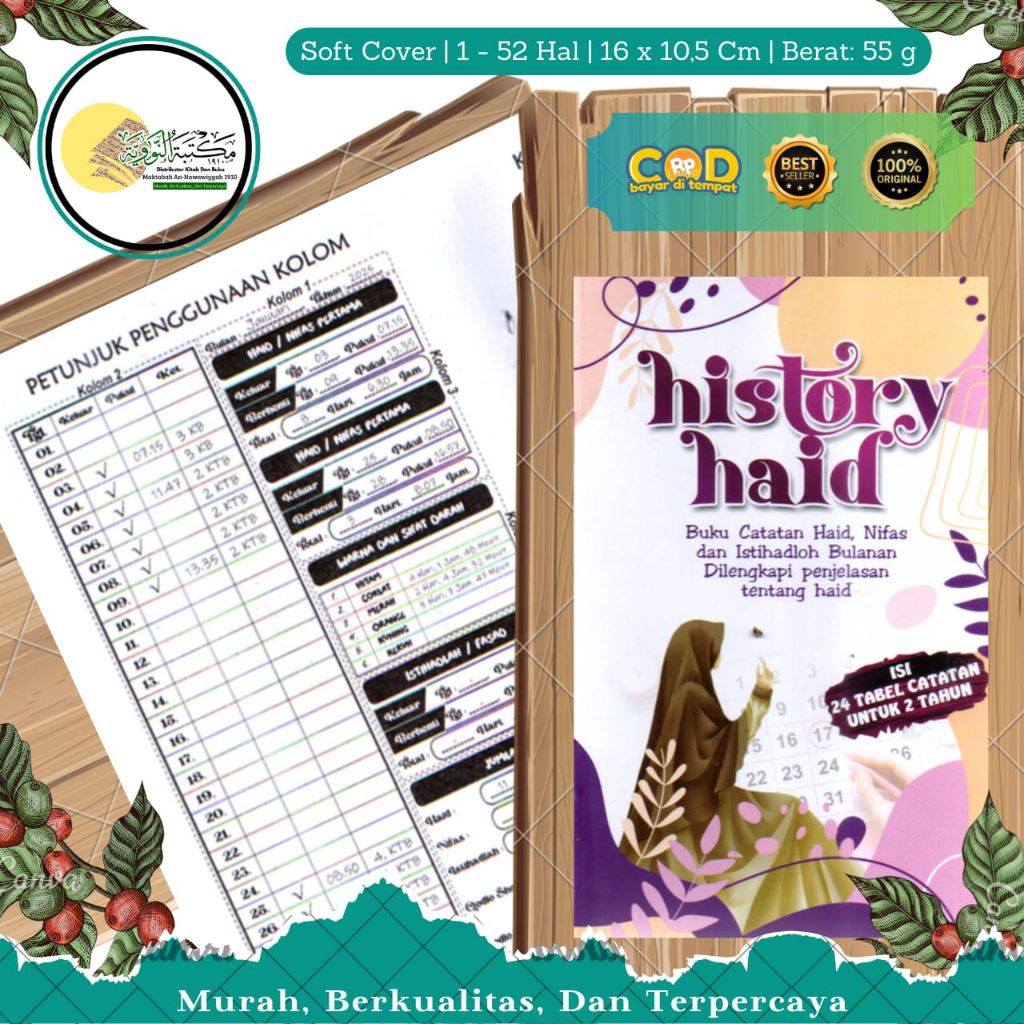 History Haid Buku Catatan Haid, Nifas, Istihadhoh Bulanan Dilengkapi Penjelasan Tentang Haid