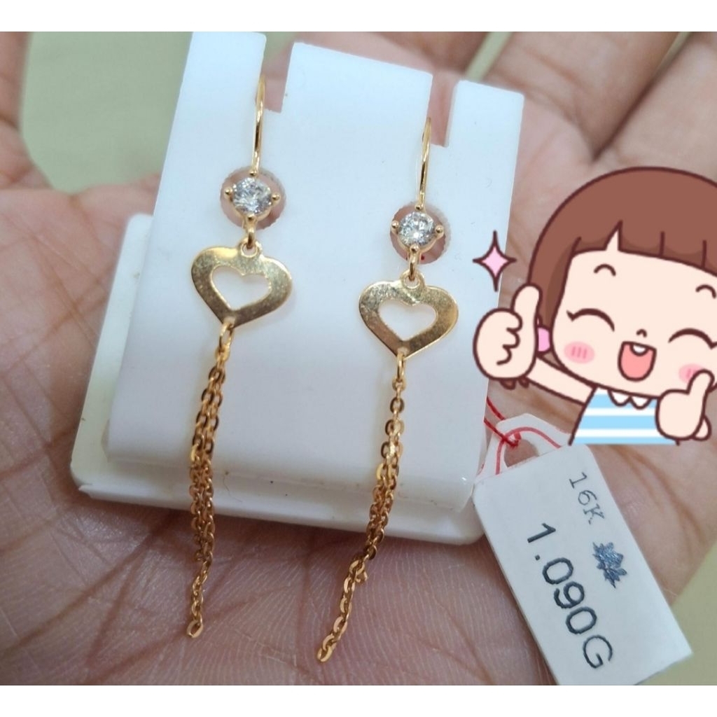 Anting emas 70 hati panjang