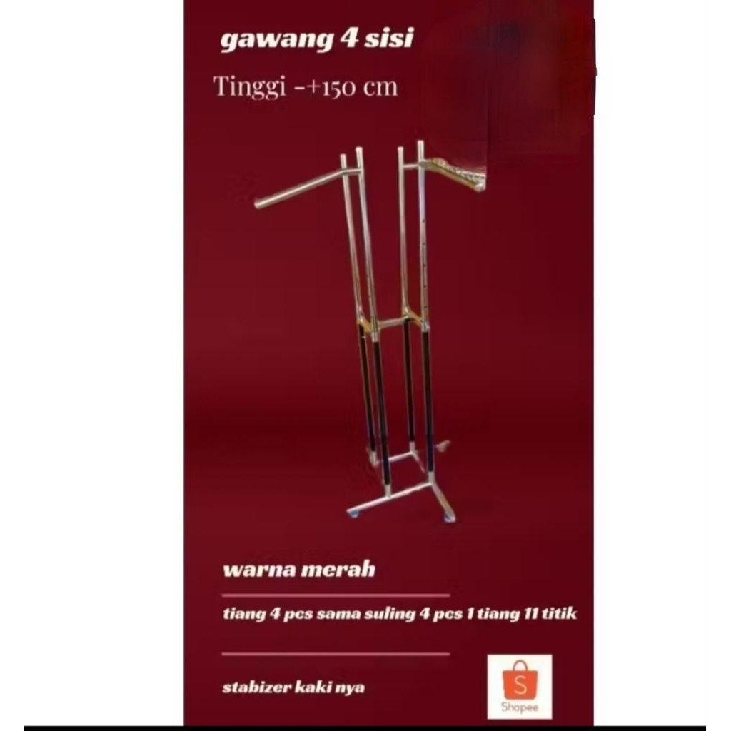 gawang gantungan baju suling 4 arah