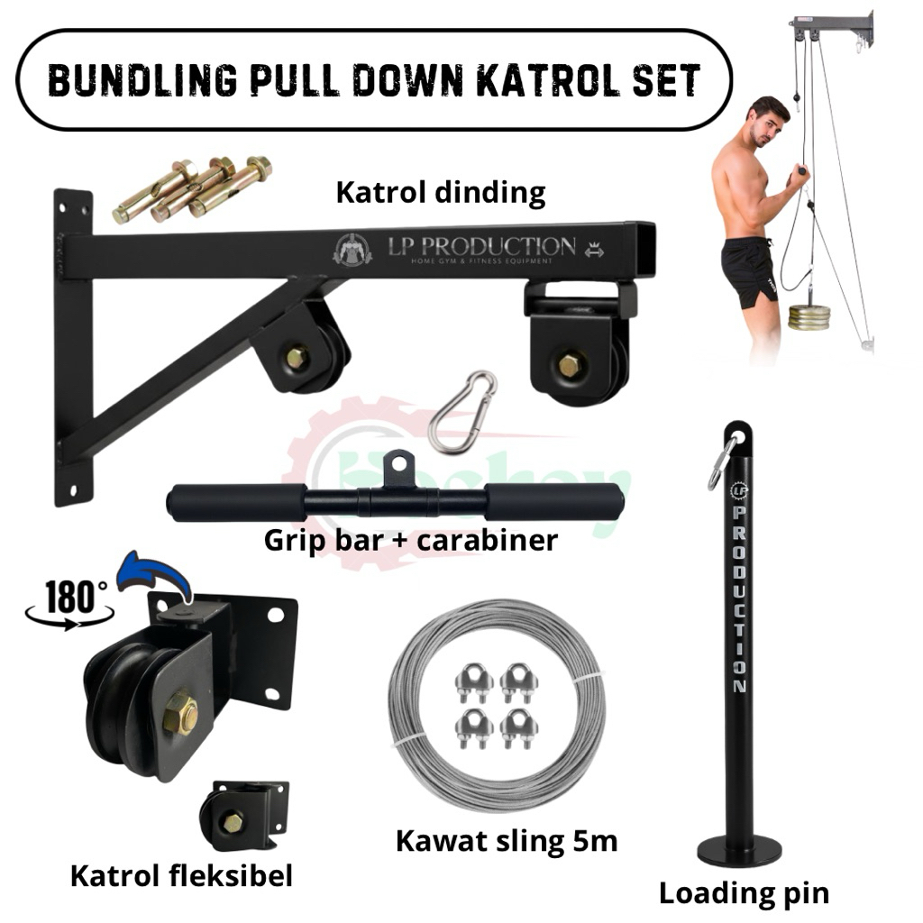 One Set Katrol PullDown Fitness Gym | Alat PullDown Fitness Gym Rumahan