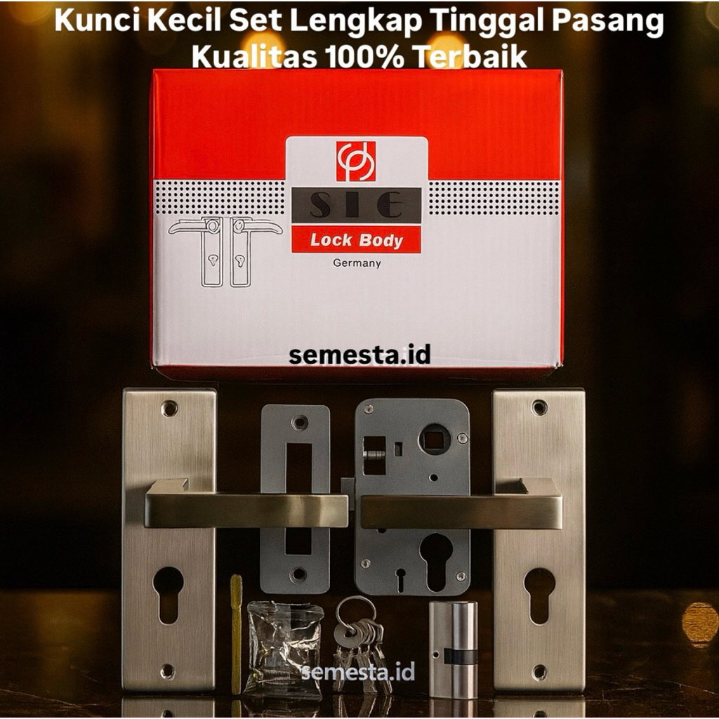 Handle Gagang Kunci Pintu Kecil Set Soligen SLG Putih Minimalis | Kunci Pintu Rumah Set Minimalis | 