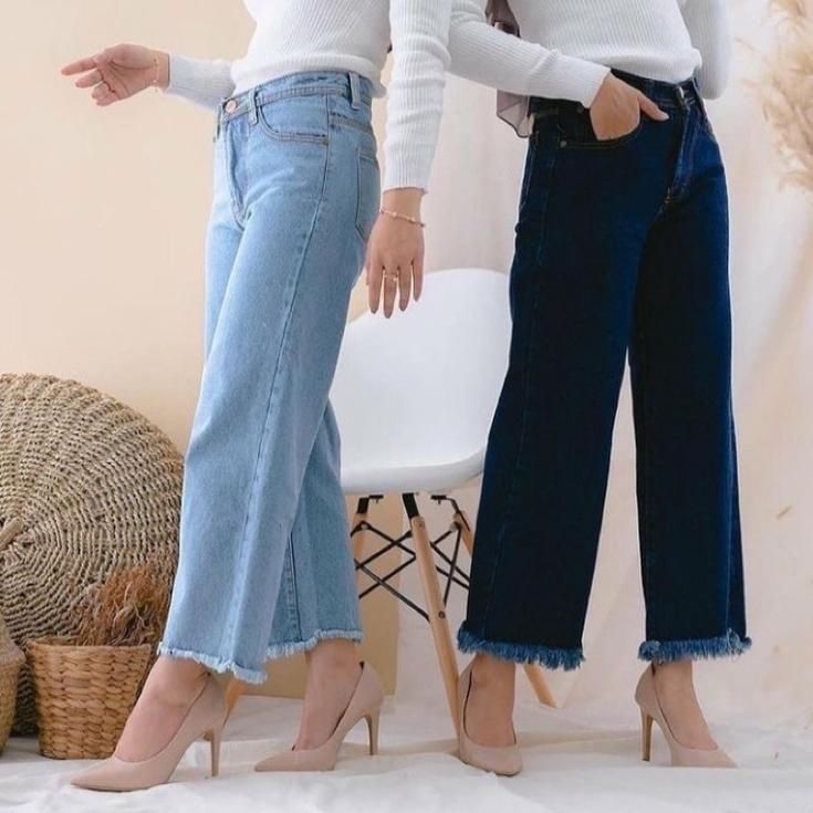 HightWaist Celana Kulot Jeans Wanita Rawis / Kulot Jeans Wanita Rawis / Kulot Rawis  Premium