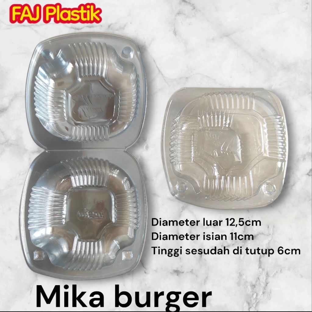 Mika burger bening Mega isi 50pcs Mika HB hamburger donat transparan mika plastik kue