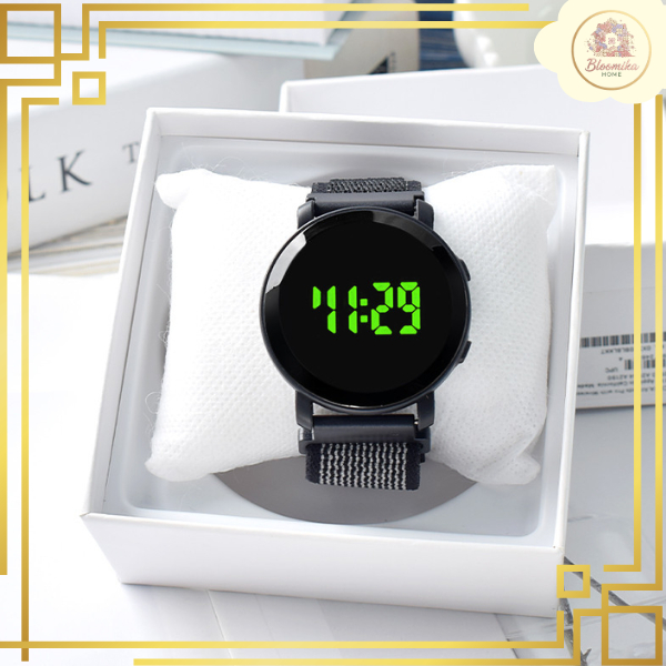 J206 Jam bulat Digital Watch Strap Kanvas Jam Tangan LED Jam Tangan Kanvas