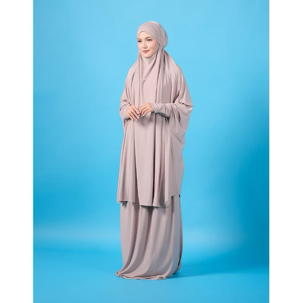 NEW Mukena Sabreena RnW hijab official warna nude dengan tas sajadah mukena jersey berlengan premium