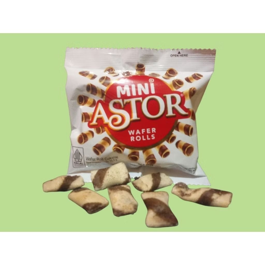 Wafer Coklat Mini Astor Wafer Rolls 1 bungkus