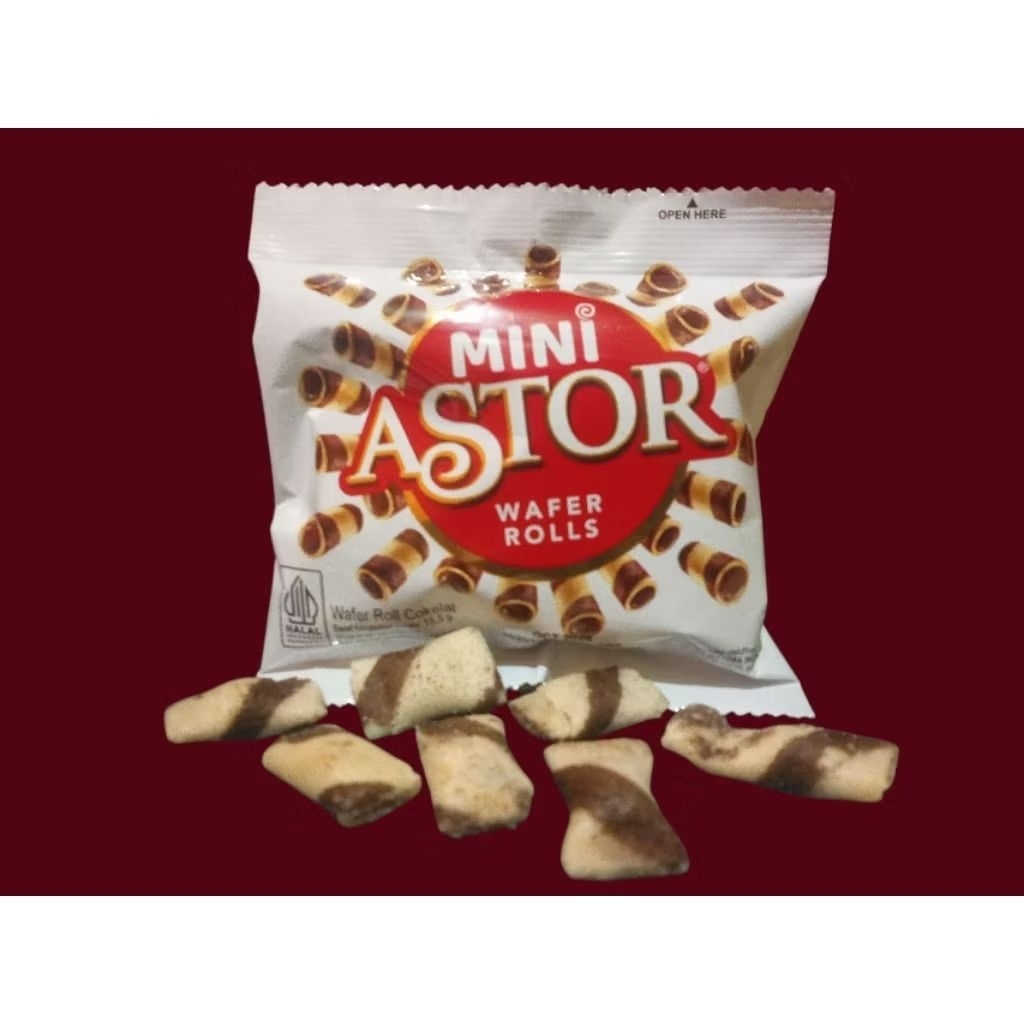 Wafer Coklat MINI ASTOR WAFER ROLLS 1 Kotak