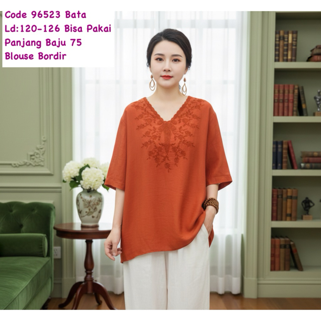 BLOUSE KATUN BORDIR PREMIUM UKURAN JUMBO