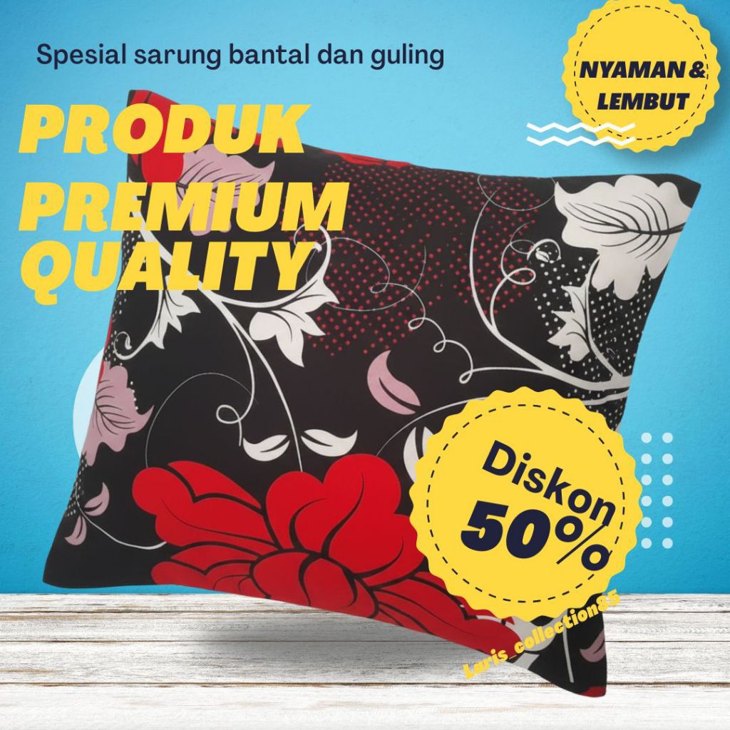 Sarung Bantal Sprei Motif Bunga MAWAR MERAH Hitam Elegance | Bahan Dingin Lembut