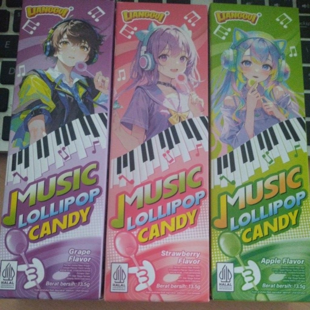 Lianggui - Music Lollipop Candy - Permen Lolipop Musik Rasa Apel Anggur Stroberi 13.5 Gram HALAL