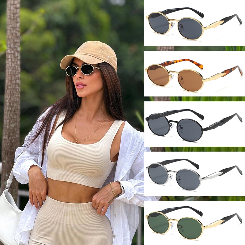 Kacamata hitam oval kacamata hitam gaya jalanan wanita gaya baru kacamata hitam retro