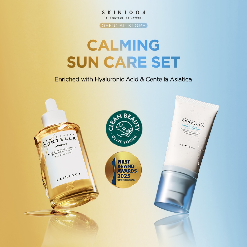 SKIN1004 Calming Suncare Set (Centella Ampoule 55ml + Hyalu-Cica Water-Fit Sun Serum 50ml)
