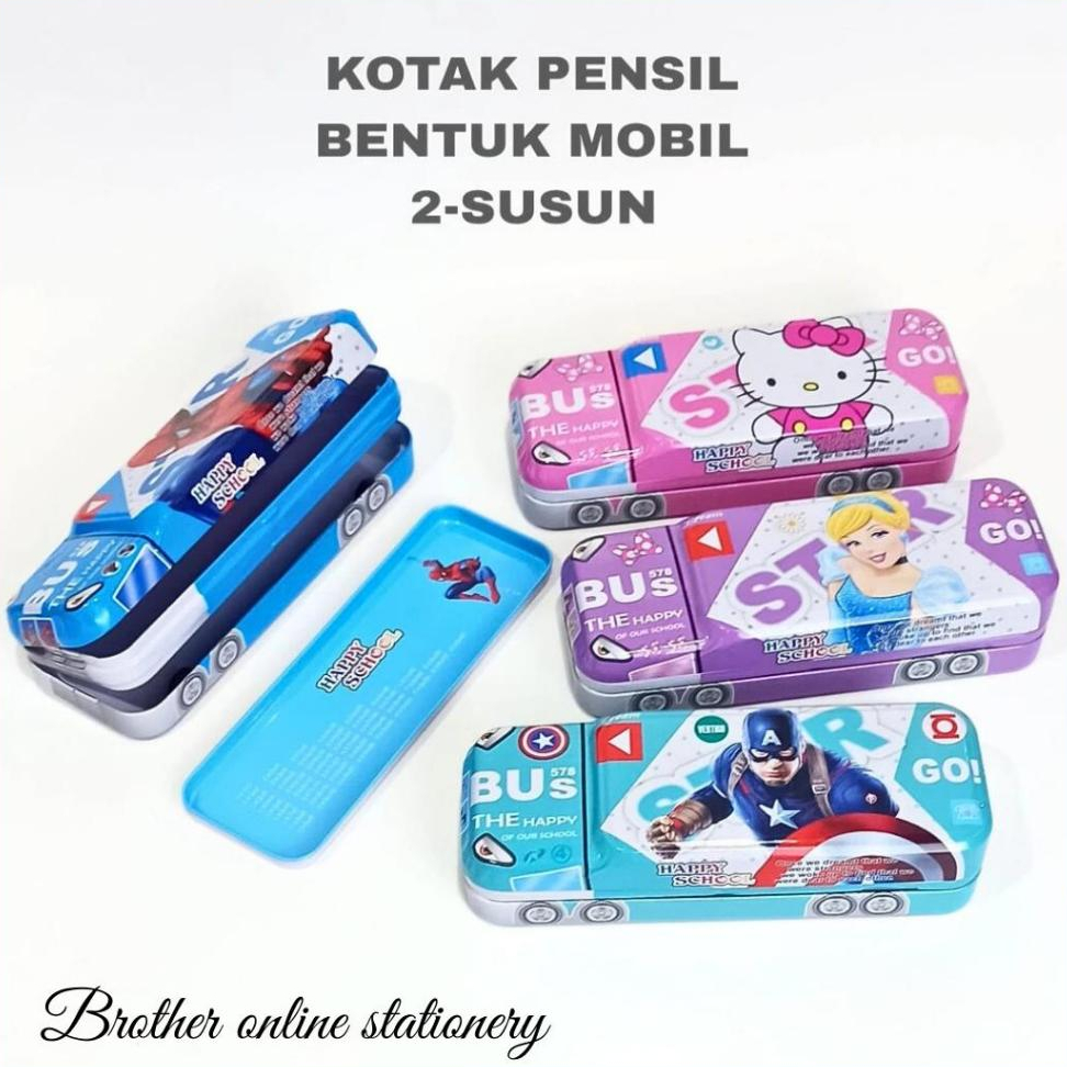 BOS Kotak Pensil Kaleng Bentuk Mobil/Tepak Pensil Anak/Kotak Pensil