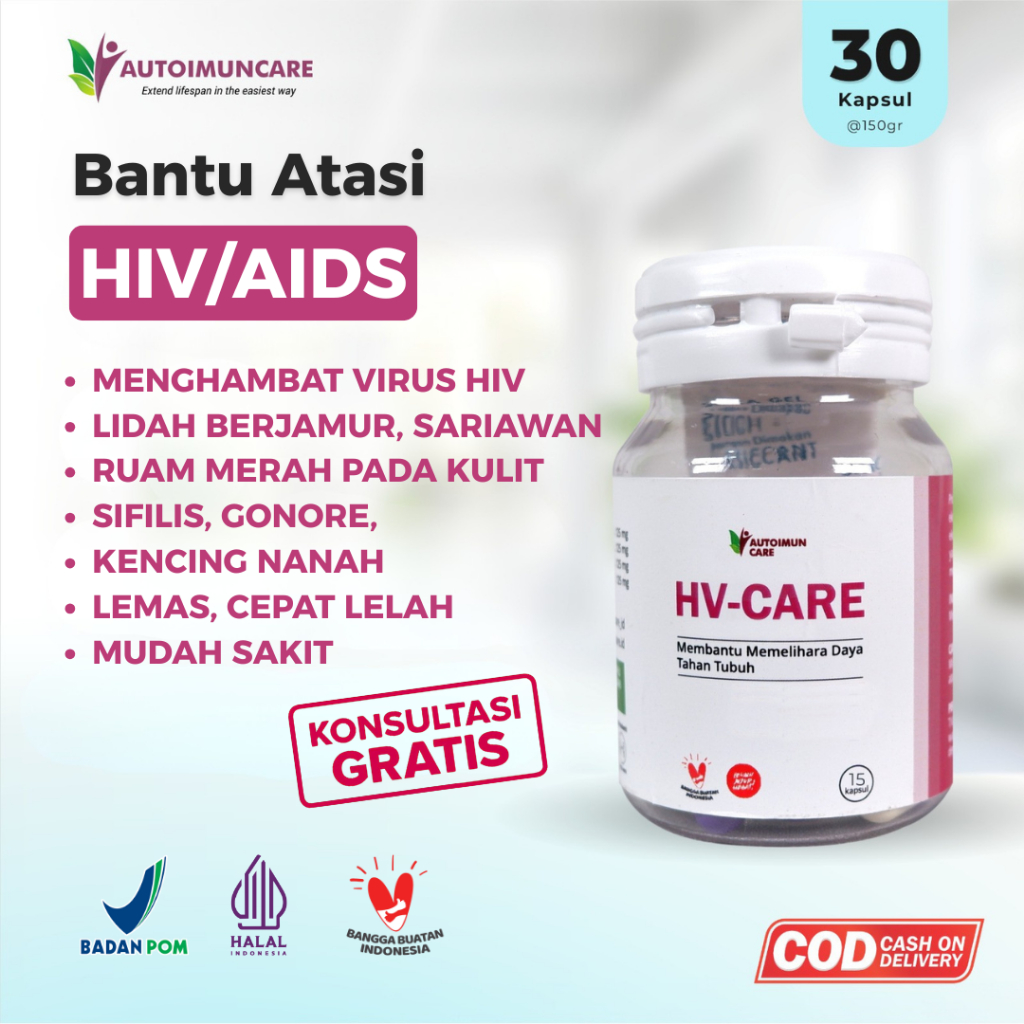 OBAT HERBAL HIV AIDS - OBAT IMS - HV CARE  CEGAH VIRUS TANPA ARV - SUDAH BPOM & HALAL - ORIGINAL