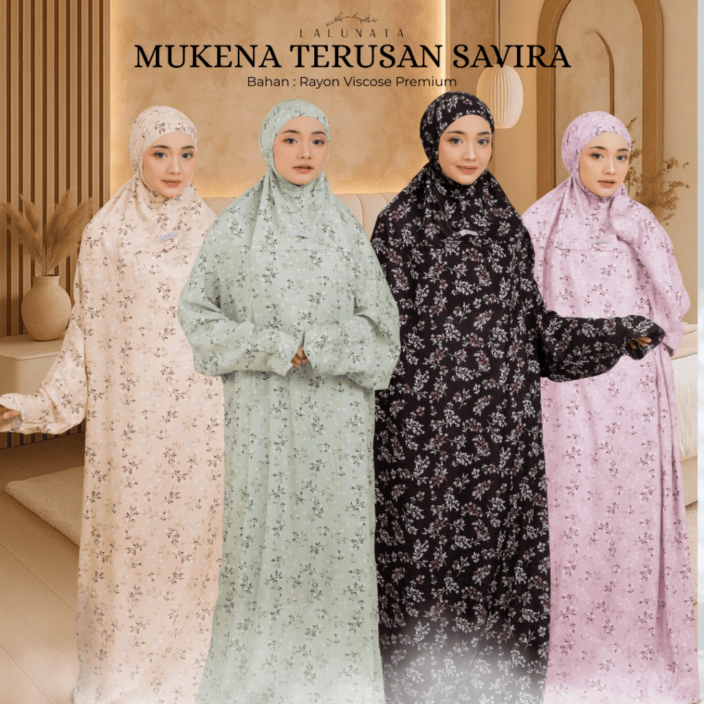 Lalunata - Mukena Terusan Savira motif Jumbo Rayon Premium Dewasa Bahan Rayon Viscose