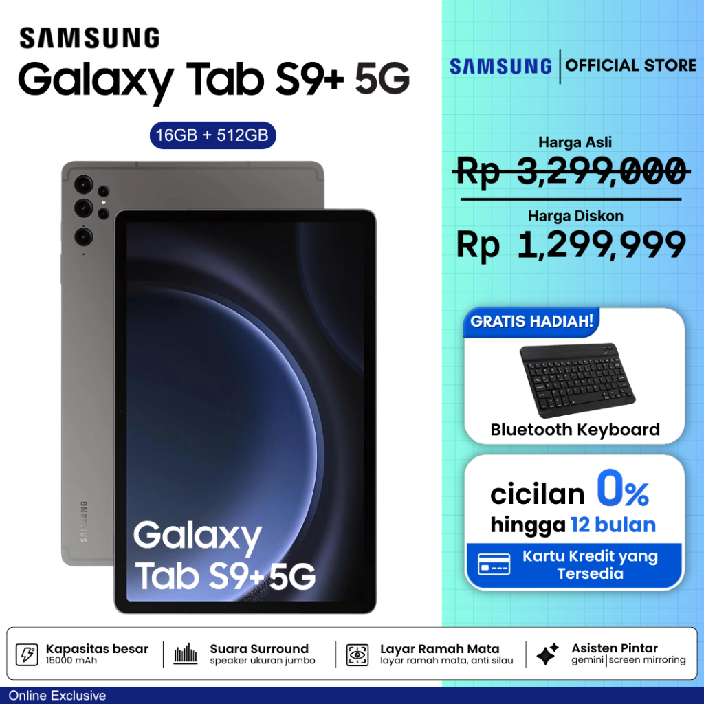 (Free Bluetooth Keyboard + Case) Samsung Galaxy S9+ 5G (16GB+512GB)11.1inch"lPS Screen Tablet Androi