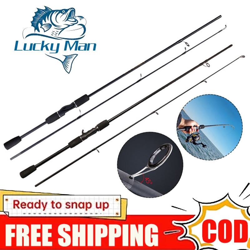LUCKY MAN Joran Pancing 180Cm/210Cm Joran Pancing Serat Karbon Joran Pancing Putar & Casting 2 Bagia