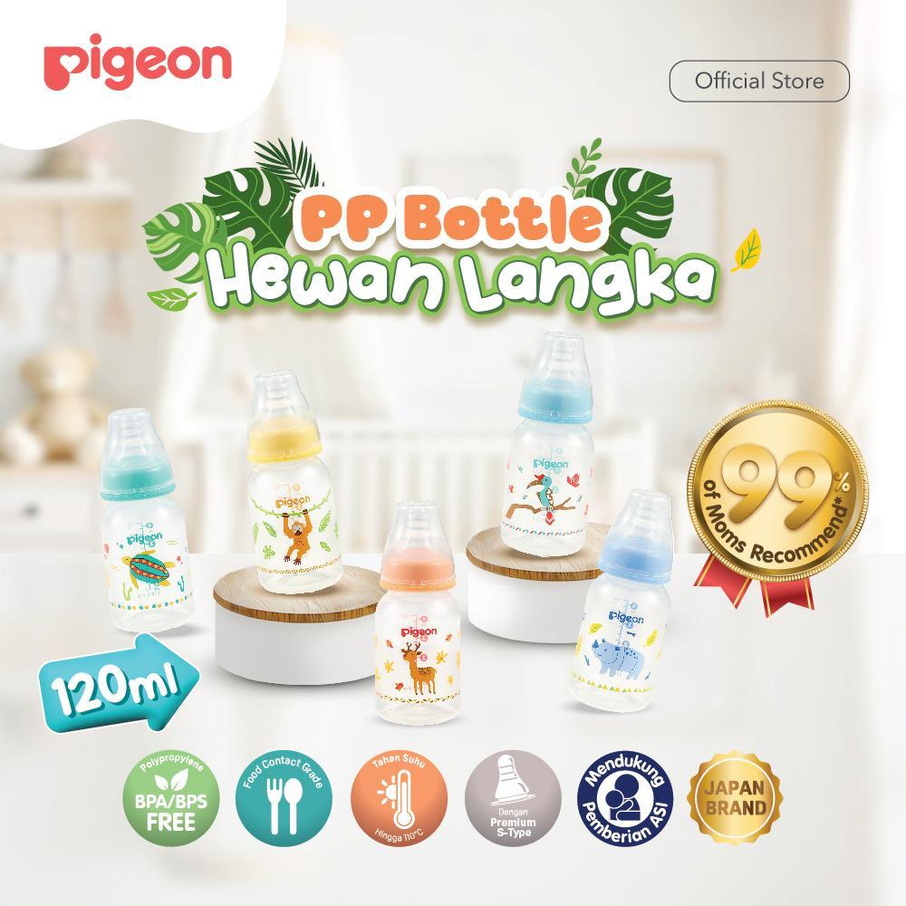 PIGEON Botol Slim Neck PP RP 120ml Hewan Langka w/S-Type Nipple | Original Asli | Pilih Variasi | Bo