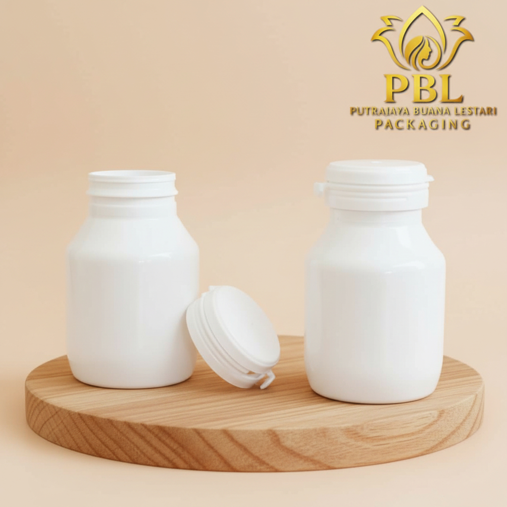 Botol Kapsul Putih Isi 60/ Botol Kapsul 60ml Bulat / Botol Kemasan Tablet & Kapsul 60ml / Botol Plas