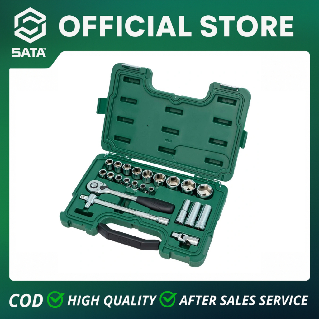 SATA 09005 Kunci Sok 23 Pcs 1/2" Dr Socket Set | Set Kunci Sok Original Chrome Vanadium