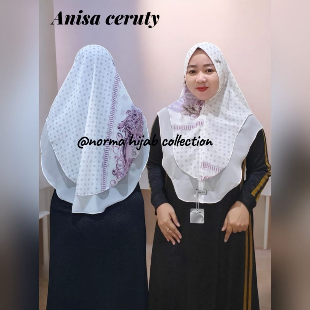 AL FHIRA - Khimar Anisa motif 2 layer Khusus Warna Hitam&Putih Matt Ceruty Babydoll