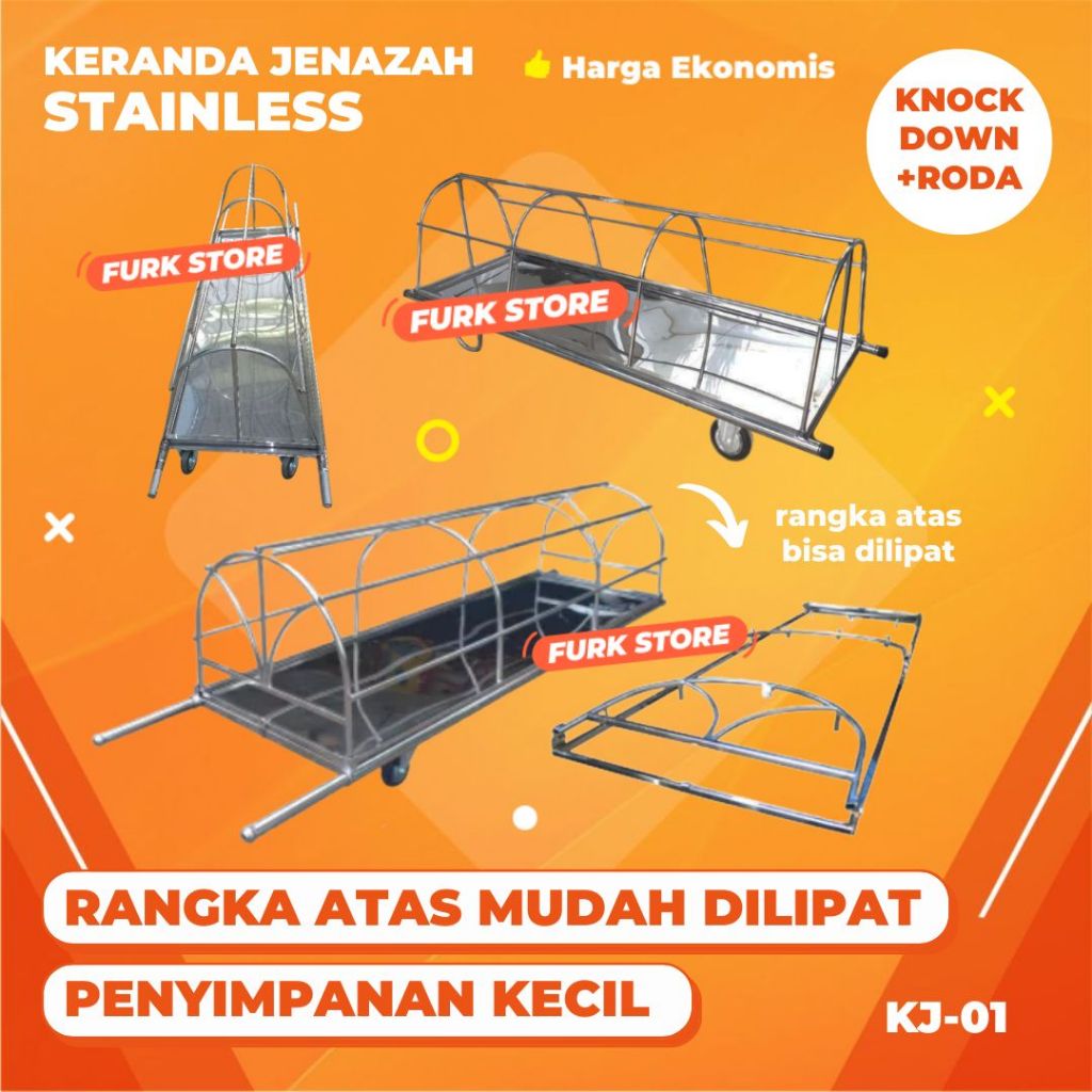 Keranda Jenazah Stainless KJ01 [BISA DILIPAT + RODA] - Keranda Jenazah | Keranda Mayat | Keranda Mul