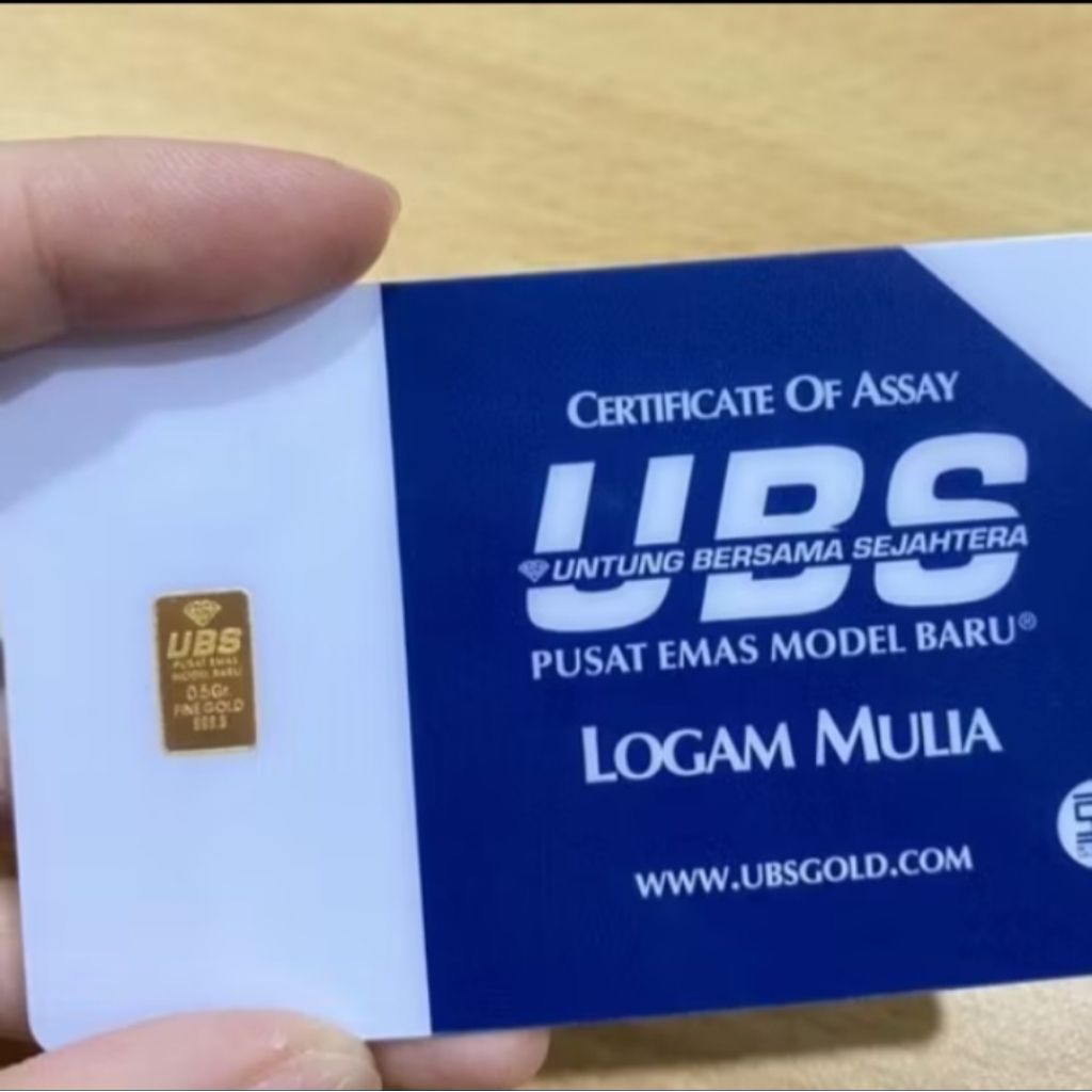 Logam Mulia Emas UBS 0,5gr PRESS QR CODE (MULUS) BISA PAYMENT PAKAI KARTU KREDIT