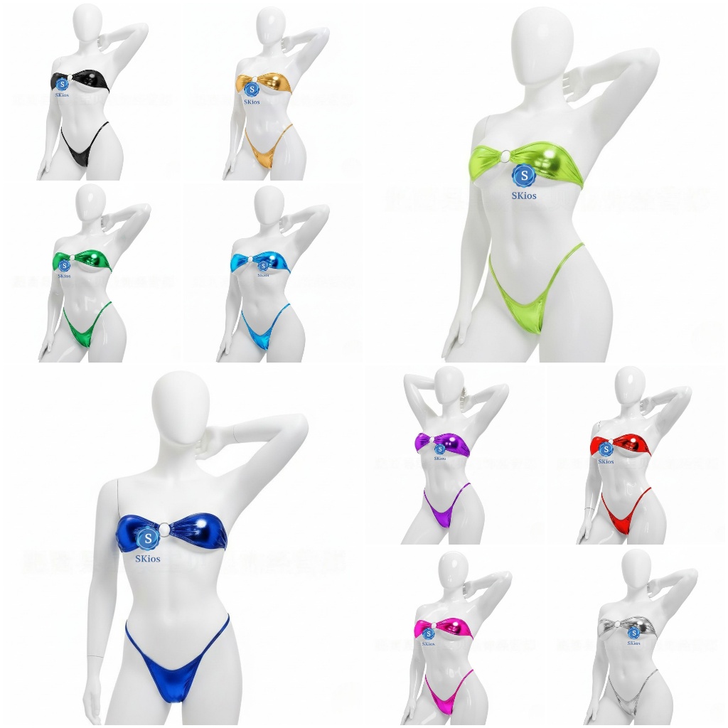 Lingerie Patent Leather Swimsuit Bikini Glossy Bra Set L390