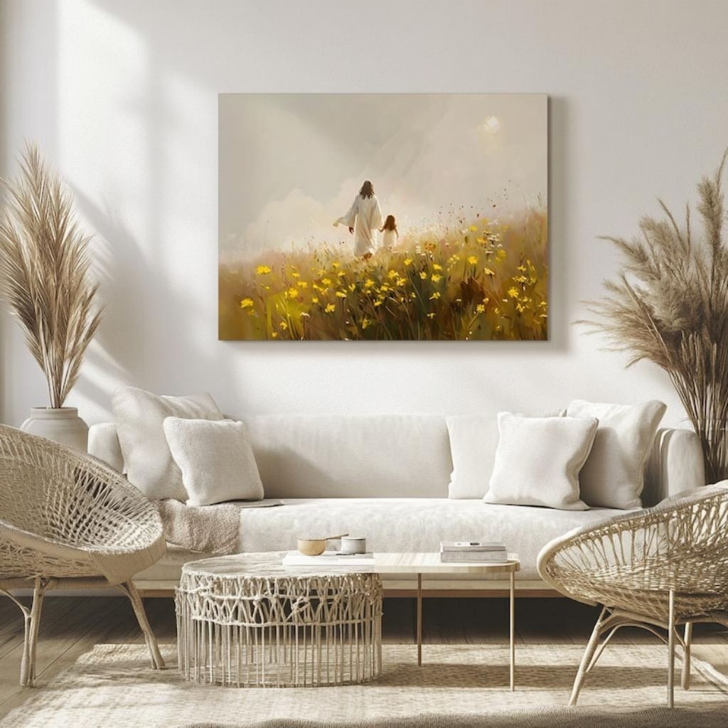 lukisan Yesus & anak kecil estetik modern