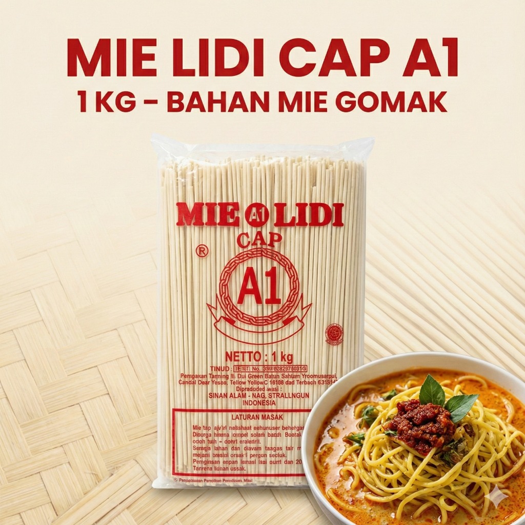 Mie Lidi Cap A1 1KG – Bahan Mie Gomak Batak, Tebal & Kenyal