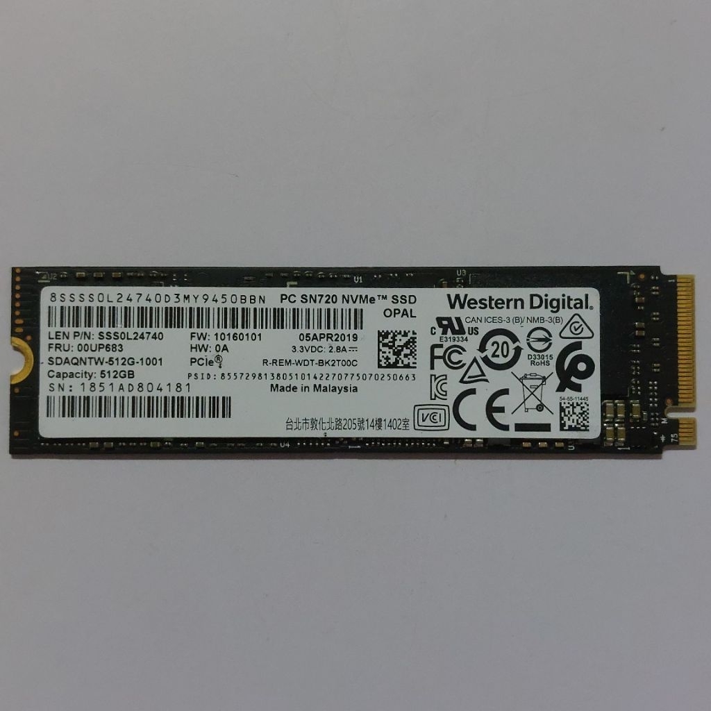 SSD M.2 NVME 2280 512 GB WD WESTERN DIGITAL PC SN720