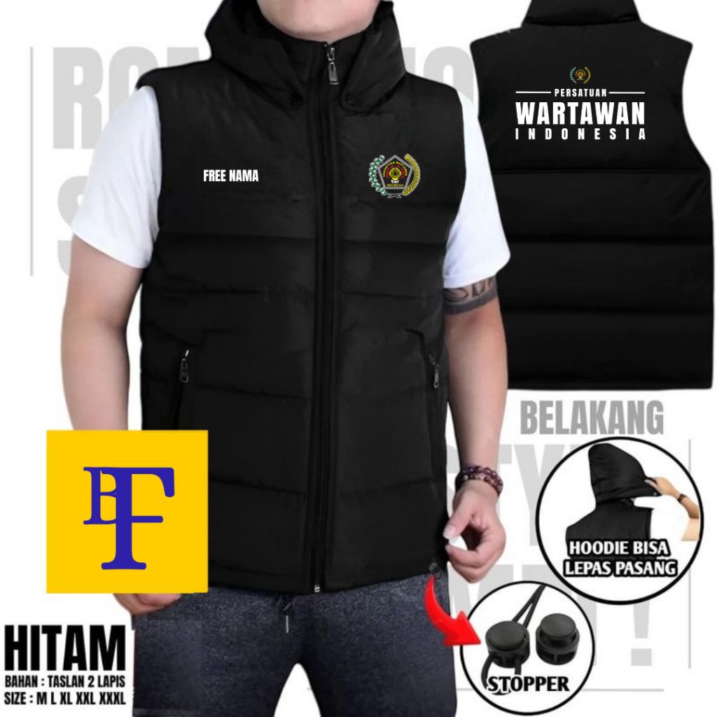 Jaket Rompi PWI Persatuan Wartawan Indonesia Custom design Free Nama