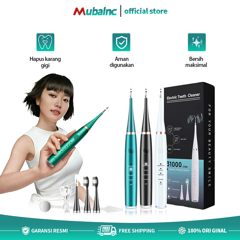 Mubalnc 2In1 Scaler Gigi Ultrasonik Elektrik Perawatan Alat Pembersih Karang Plak Sikat Gigi