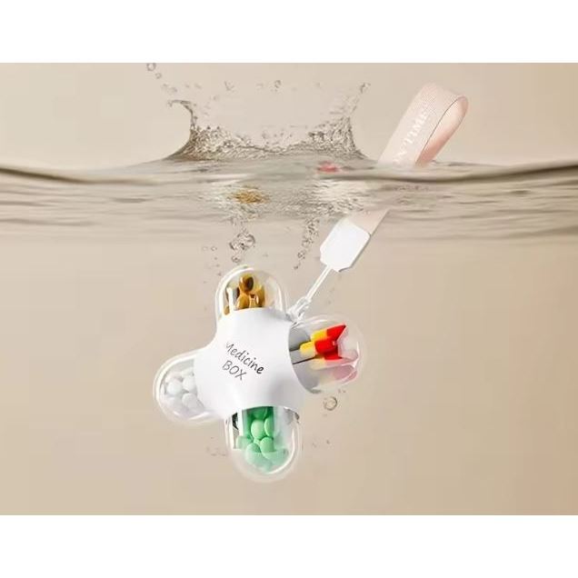kotak obat model kapsul - pill box esthetic - portable medicine box - dispenser obat estetik  - tempat obat dengan gantungan - kotak obat portable