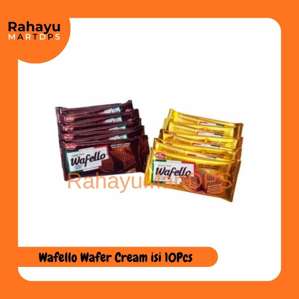 Wafello Wafer Cream Caramel / Cokelat Isi 10 x 2,1g | Snack Wafer Renyah | Camilan Mayora Original