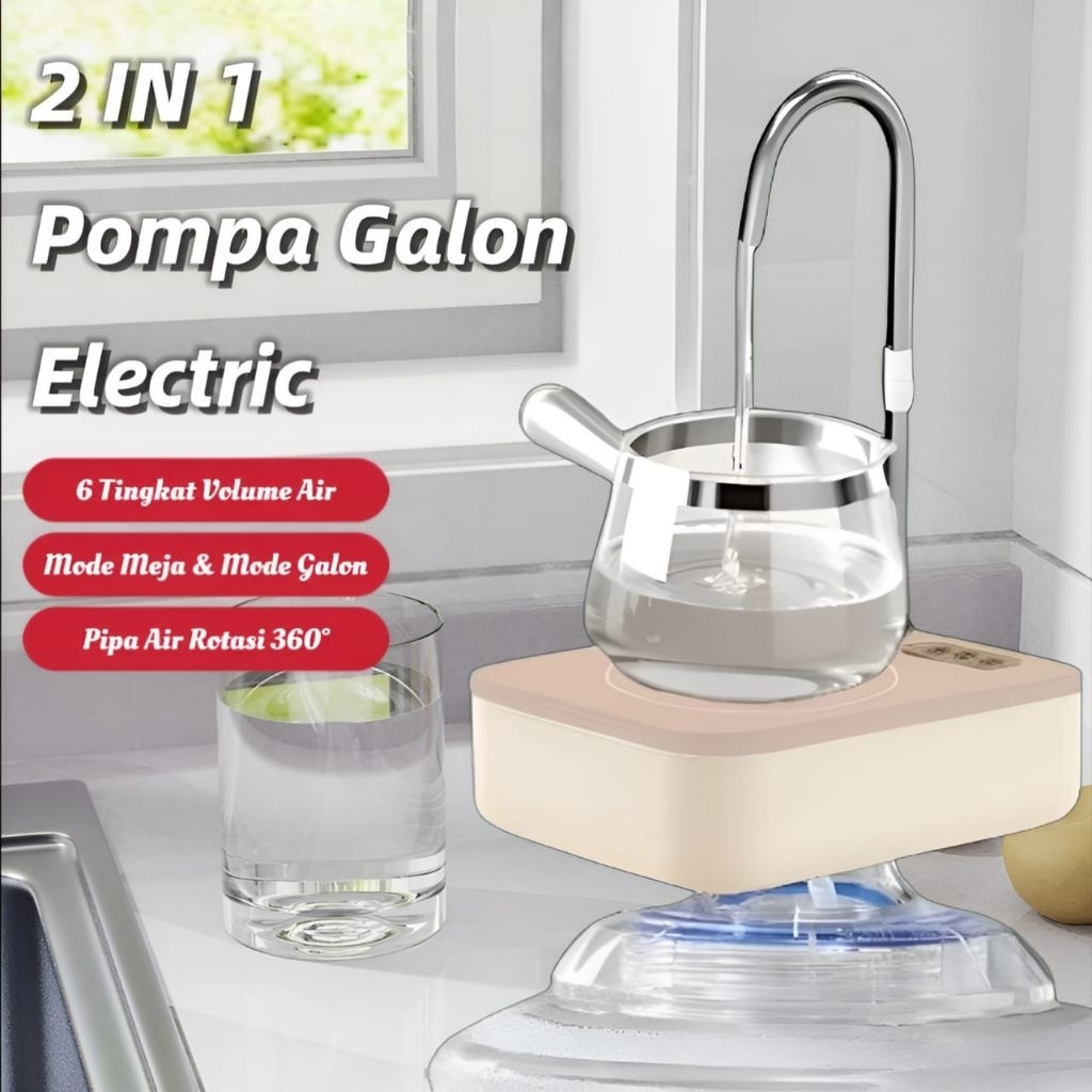 Pompa Galon Meja Praktis Electric Pompa Galon Selang 360 Derajat Rechargeable