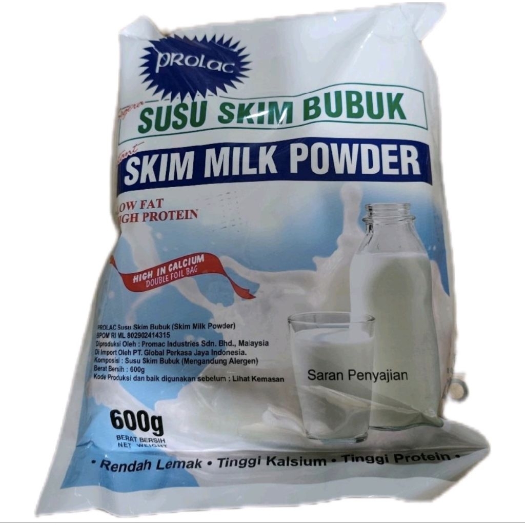 Prolac Skim Milk Powder Low Fat High Protein Susu Skim Bubuk Instant 600g