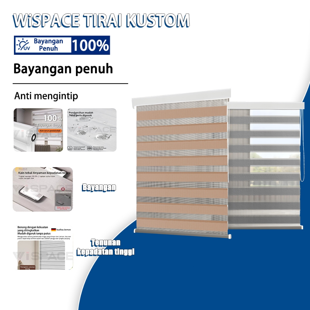 Zebra Blinds Rainbow Indoor Dimout Tirai Jendela Aesthetic 60x180CM Zebra Blind Water Proof Blackout